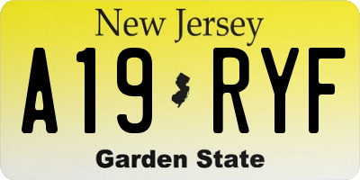 NJ license plate A19RYF