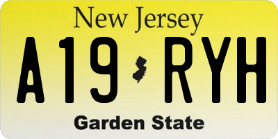 NJ license plate A19RYH