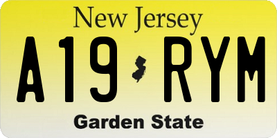 NJ license plate A19RYM