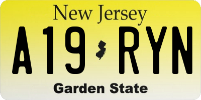 NJ license plate A19RYN