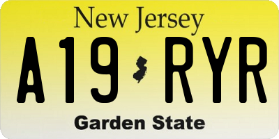 NJ license plate A19RYR