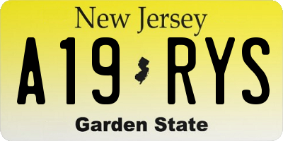 NJ license plate A19RYS