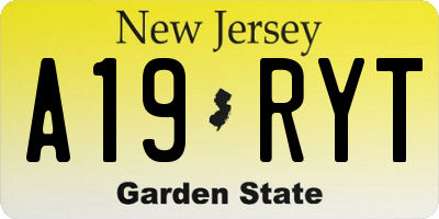 NJ license plate A19RYT