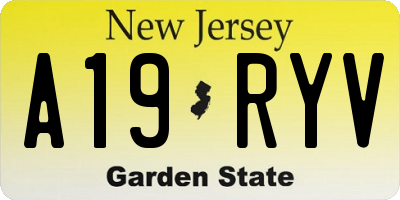 NJ license plate A19RYV