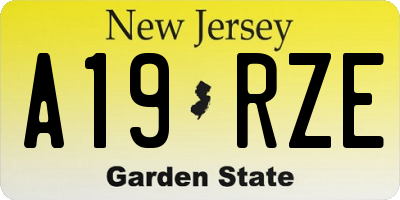 NJ license plate A19RZE