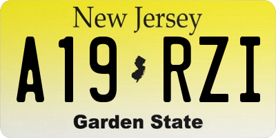 NJ license plate A19RZI