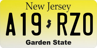 NJ license plate A19RZO