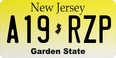 NJ license plate A19RZP