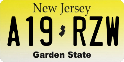 NJ license plate A19RZW