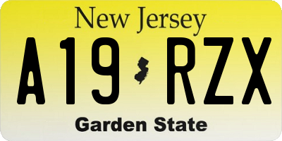 NJ license plate A19RZX