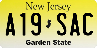 NJ license plate A19SAC