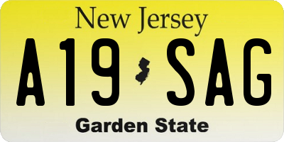 NJ license plate A19SAG
