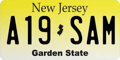 NJ license plate A19SAM