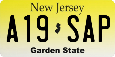 NJ license plate A19SAP