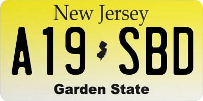 NJ license plate A19SBD