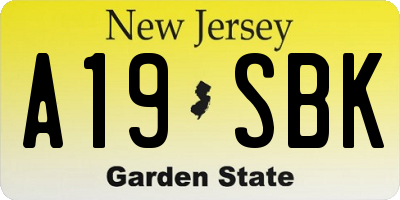 NJ license plate A19SBK