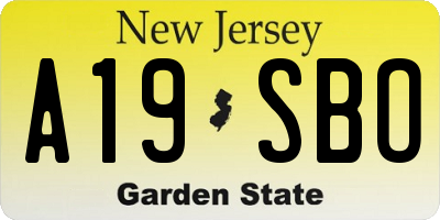 NJ license plate A19SBO