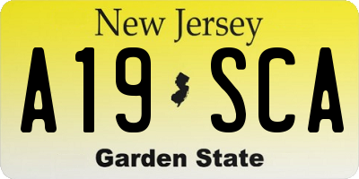 NJ license plate A19SCA