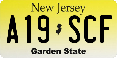 NJ license plate A19SCF
