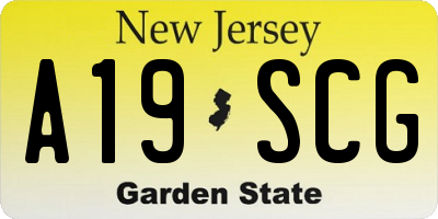 NJ license plate A19SCG