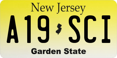 NJ license plate A19SCI