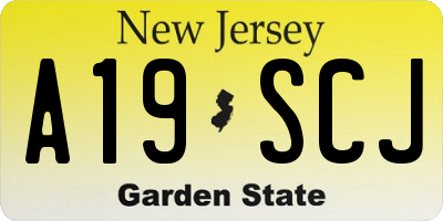 NJ license plate A19SCJ