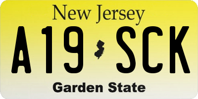 NJ license plate A19SCK