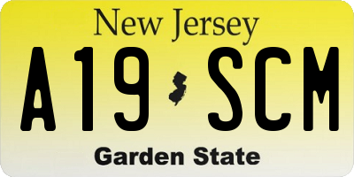 NJ license plate A19SCM