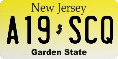 NJ license plate A19SCQ