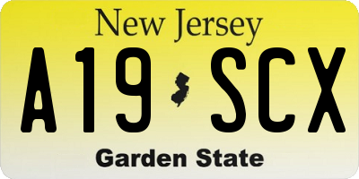 NJ license plate A19SCX