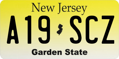NJ license plate A19SCZ