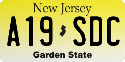 NJ license plate A19SDC