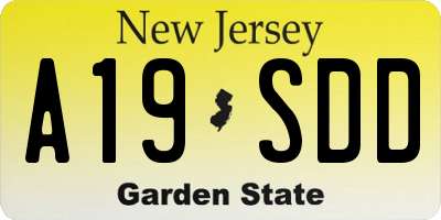 NJ license plate A19SDD