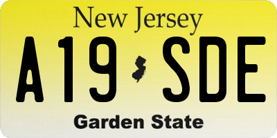 NJ license plate A19SDE