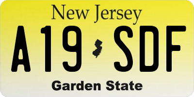 NJ license plate A19SDF