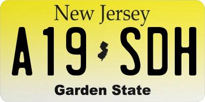 NJ license plate A19SDH