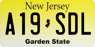 NJ license plate A19SDL