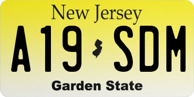 NJ license plate A19SDM