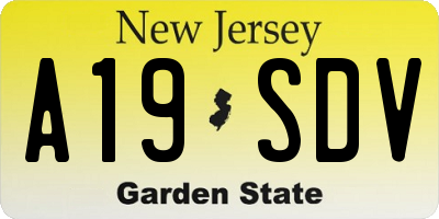 NJ license plate A19SDV