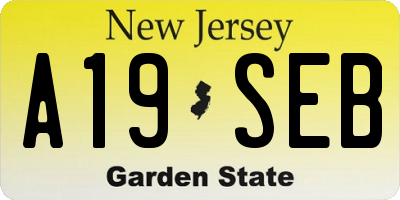 NJ license plate A19SEB
