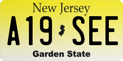 NJ license plate A19SEE
