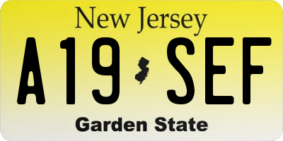 NJ license plate A19SEF