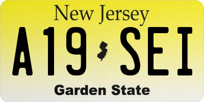NJ license plate A19SEI