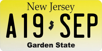 NJ license plate A19SEP
