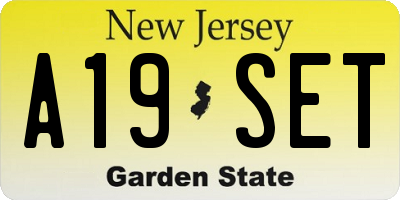 NJ license plate A19SET