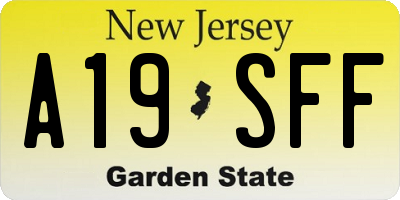 NJ license plate A19SFF