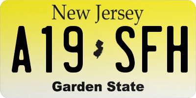 NJ license plate A19SFH