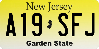 NJ license plate A19SFJ