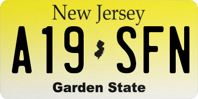 NJ license plate A19SFN