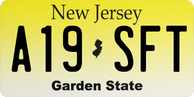 NJ license plate A19SFT